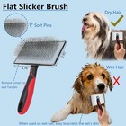 Pet Grooming Brush Set - Extra Long Pin Slicker Brush For Long Haired Dogs   Cat