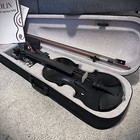 4 4 Full Size Black Violin With Case  Bow And Accessories  Bridge Comes Preset