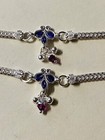 New Pair Sterling Silver Payal Purple Crystals Bells Anklet Bollywood India 