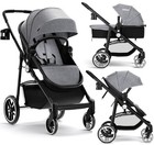 Stroller Bassinet 2 In 1 Reversible Pram Infant Pushchair Foldable Canopy Cup