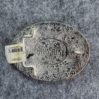 Crumrine Western Mens Belt Buckle Oval Team Roper Antique Silver Nwt Roping