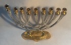 Vtg Israel Karshi Chanukah Hanukkah Menorah Gold   Silver Plated Judaica