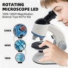White Rotating Microscope Led 100x-1200x Magnification Science Toys Kit For Kids