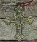 Vintage Ornate Brass Tone Metal Cross Religious Wall Hanging 5 Inch