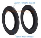  2 Pcs  52-72mm 52 Mm To 72 Mm Metal Step Up Lens Filter Ring Adapter