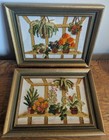 Set Of 2 Htf Amazing Plant Crewels-completed And Framed