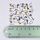 50 Flat Watch Parts Gears Wheels Hands Steampunk Watchmakers Lot Blue Gold Vtg