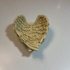 Beige Angel Wings Glitter Trinket Dish Bowl Ceramic 4x3   