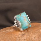 Boho 925 Sterling Silver Elegant Charms Vintage Turquoise Charms Ring Size 10