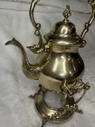 Antique Brass Teapot With Stand  Brass Engraved Teapot With Warming Stand