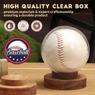 Baseball Display Case  Round Clear Ball Holder With Wooden Base  Autograph Ba   