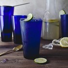 Libbey Cobalt Blue Drinking Glasses  Classic Design Flare Tumbler Glasses Set   