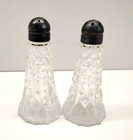 Vintage 1940   s Mini Silver Salt Pepper Shakers Crystal  2 5 