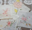 Vintage Applique Embroidered Flower Handkerchief Lot 4pc Estate Collection E