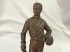 Antique Bronze Finish Spelter Statue Figure - Fencing Man - Signed Raphael