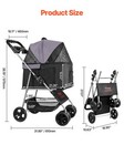 Vevor Pet Stroller Foldable 4 Wheels Dog Stroller Detachable Carrier Up To 35lbs