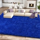 Blue Shag Area Rug For Bedroom  4x6 Fluffy Shaggy Rugs For Living Room Boys 