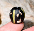 Antique Venetian Black Lampwork Italian Ghost Bead Floral Designs African Trade 