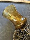 Vtg 2 Mcm Homco Cast Metal Gold Wall Sconces Candle Holders W glass Votive  4148