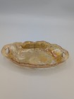 Vintage Indiana Carnival Glass Marigold Oval Dish Trinket Lily Pons Sunflower