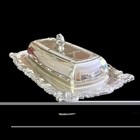 Vintage Sheffield Silverplate Butter Dish With Glass Liner Victorian Style Usa