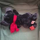 Vtg Russ Berrie Ginger Black Lab Dog  4488 Plush Stuffed Toy Animal Attached Tie