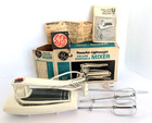 Vintage 1965 Ge Deluxe Portable Mixer M47 Original Box Care Recipe Book White