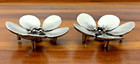 Pair Of 2 Vintage Metzke Pewter Mini Flower Petal Candlestick Holders Signed Euc