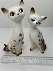 Vintage Pair Of Mid Century Ceramic Siamese Cat Statues Figurines Japan
