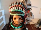 16  Vintage  Indian Maiden Doll W hand Made Crocheted Outfit  W  Feathers Ooak