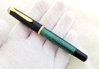 Pelikan Souveran M400 Black   Green Stripe 14c Fountain Pen F Nib