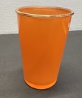 Vintage Orange Drinking cocktail Glass With Gold Rim 4 5  Tall 3  Diameter Rare