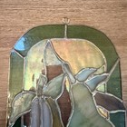 Vintage Handmade Pears Stained Glass Sun Catcher Oval 10    Tall Fruit Iridescent