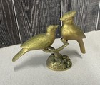 Vintage Brass Cardinals Sitting On Branch