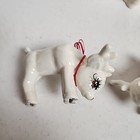 3 Vintage White Porcelain Deer Reindeer Fawn Figurines Christmas Red Bows Bells
