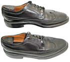 Men   s 11 C British Walkers Black Pebble Grain Long Wingtip Derby Usa Vintage