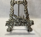 Vintage Pewter Hummingbird Floral Easel Plate Book  Display Stand 9 5 