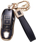Key Fob Cover For Macan Cayenne Panamera 911 Boxster Cayman 718 Black Gold