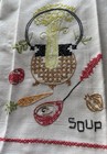 Vintage Embroidered Flour Sack Kitchen Towel Soup Celery Carrot Tomato Onion