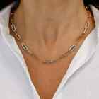 5 00ct Diamond Paper Clip Chain 14k Yellow   White Gold Over Oval Link Necklace