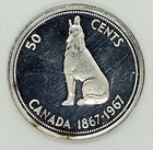1967 Canadian Canada 50c Half Dollar Coin 80  Silver Howling Wolf  30 Ozt Toner 