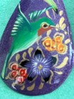 Handmade Hand Painted Hummingbird Copper Earrings -  Michoacan  Mexico