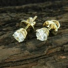 1ct Round Cut Lab Created Diamond Solitaire Stud Earrings 14k Yellow Gold Finish