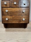 Antique Oak 11 Drawer Wall Hanging Wooden Spice Cabinet Porcelain Knobs Beauty