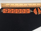 Vintage Costume Orange Bracelet And Clip Earrings