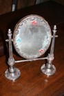 Ornate Antique Victorian Silverplate Vanity Dresser Top Swivel Mirror