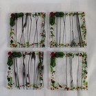 4 Beautiful Handmade Fused Glass Coasters Holly Berry  Holiday Theme