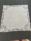 Vtg Brussels Princess Lace Floral Star Net Scallop Bridal Hankie Excellent 10 5 
