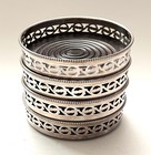 Vintage Set Of 4 English Silver Plated Wine Bottle Glass Coaster 3 7    W