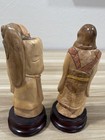 2 Set Chinese Hand Carved Figures In Wood 5 5    Tall